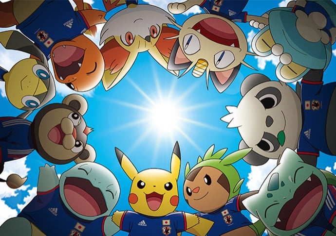 Pikachu e colegas com camisa seleção do Japão - Divulgação