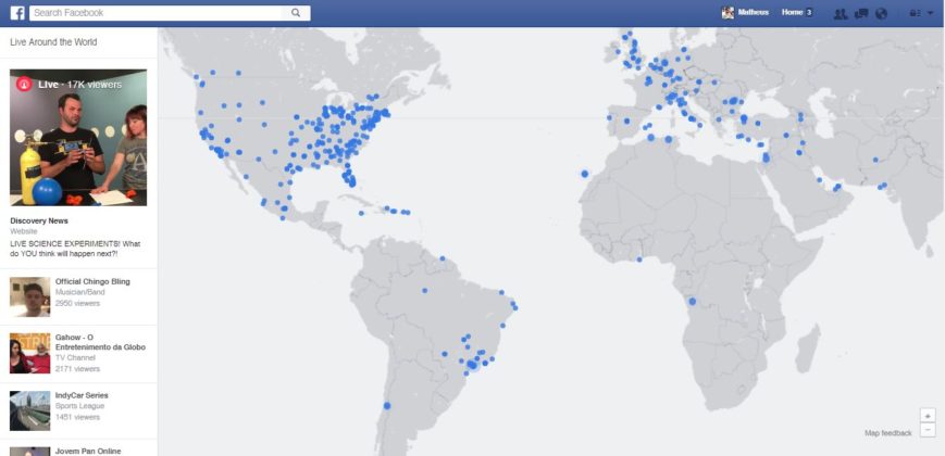 Live Map: Facebook lança mapa com transmissões ao vivo no mundo todo ...