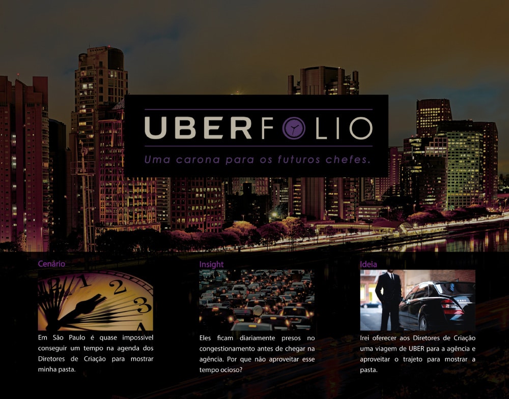 Uberfolio: criativo paga carona de Uber para publicitários avaliarem seu  porfolio - GKPB - Geek Publicitário