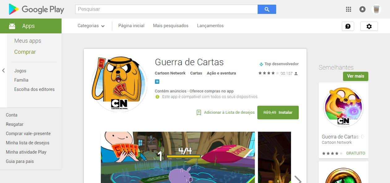 Guerra de Cartas da Cartoon Network é a oferta da semana para Android 