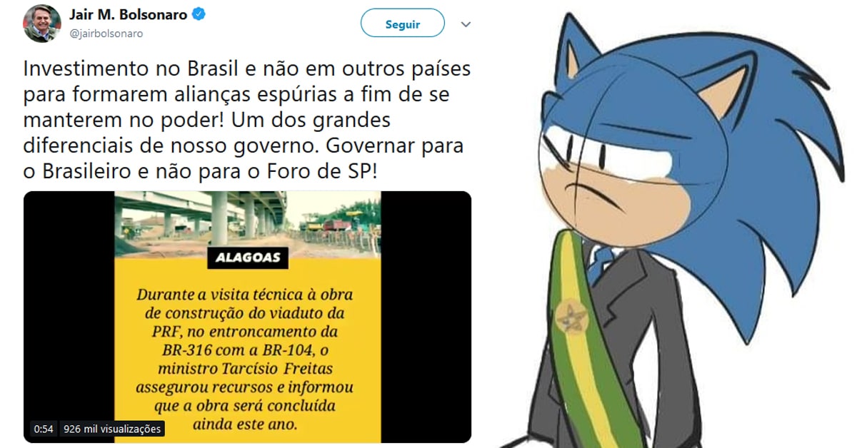 Vídeo oficial do governo Bolsonaro usa música de Sonic em