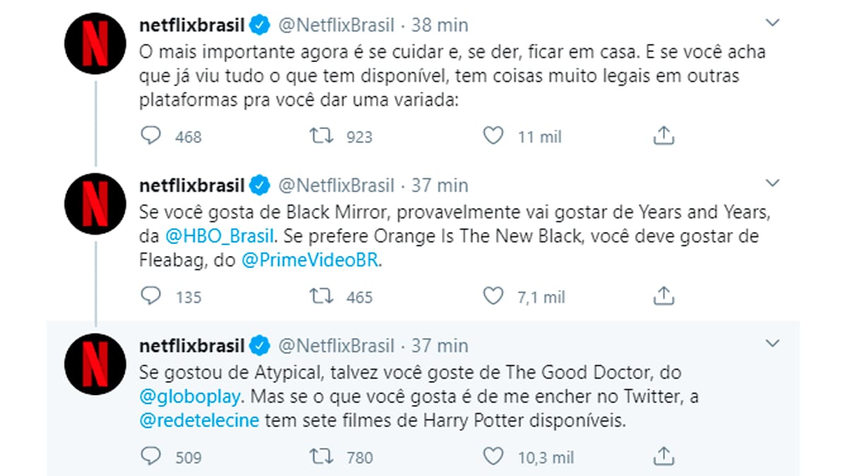 Netflix divulga séries da concorrência para incentivar o