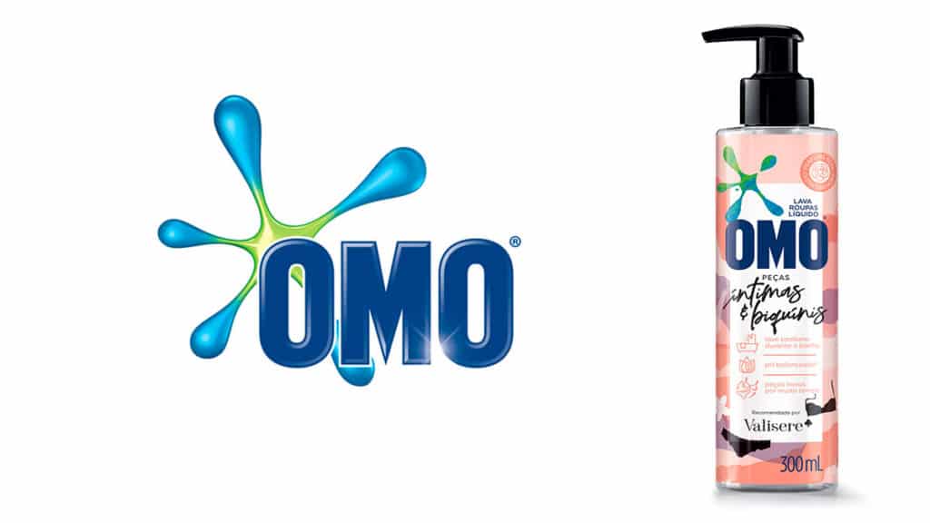 omo-pecas-intimas-e-biquinis Logo da OMO ao lado do produto OMO peças intimas e biquínis