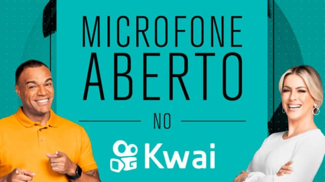 Banner do Microfone Aberto, reality show da Band para eleger um novo comentarista de futebol.