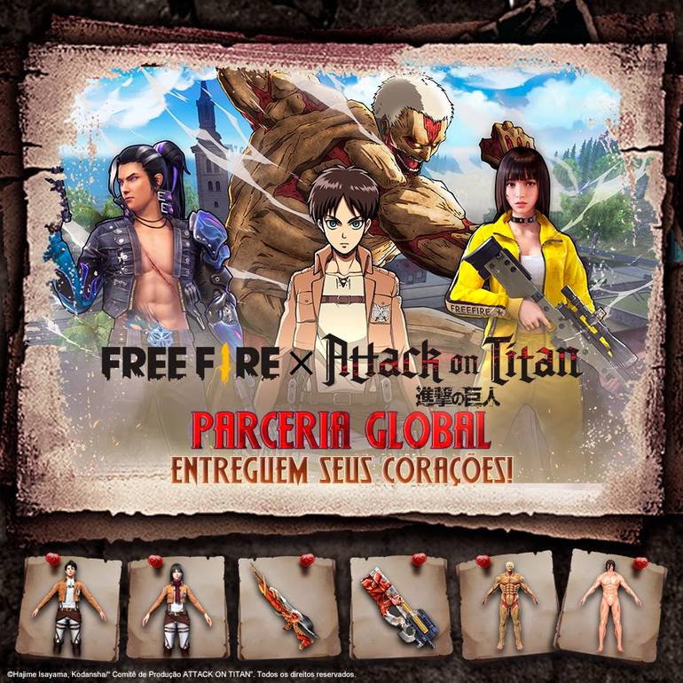 Garena Free Fire lança evento com skins de Attack on Titan - GKPB