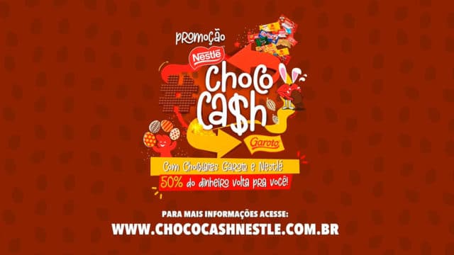 Banner de divulgação da promoção de cashback da Nestlé e Garoto.