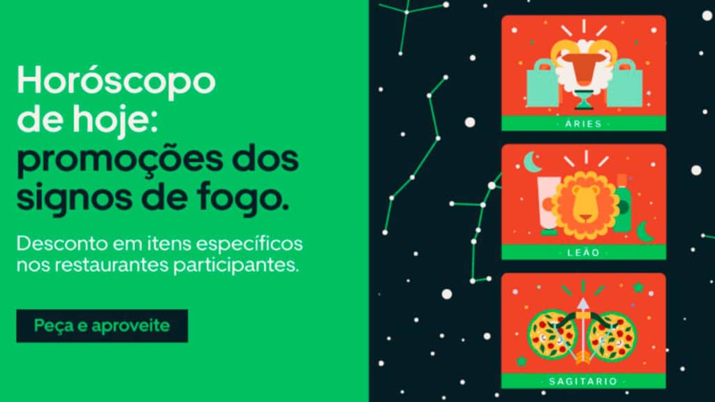 Banner da Uber Eats para as ofertas dos signos de fogo.