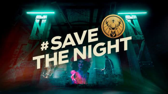 Banner da campanha #SaveTheNight da Jägermeister, que ajuda artistas na quarentena.