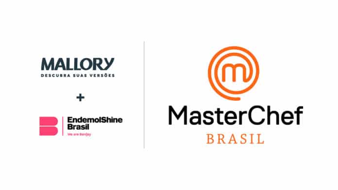 Foto de divulgação para a linha de eletroportáteis de MasterChef. Na foto A logo da Mallory, da Endemol Shine e de MasterChef Brasil.