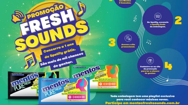 Banner da promoção da Mentos com Spotify.
