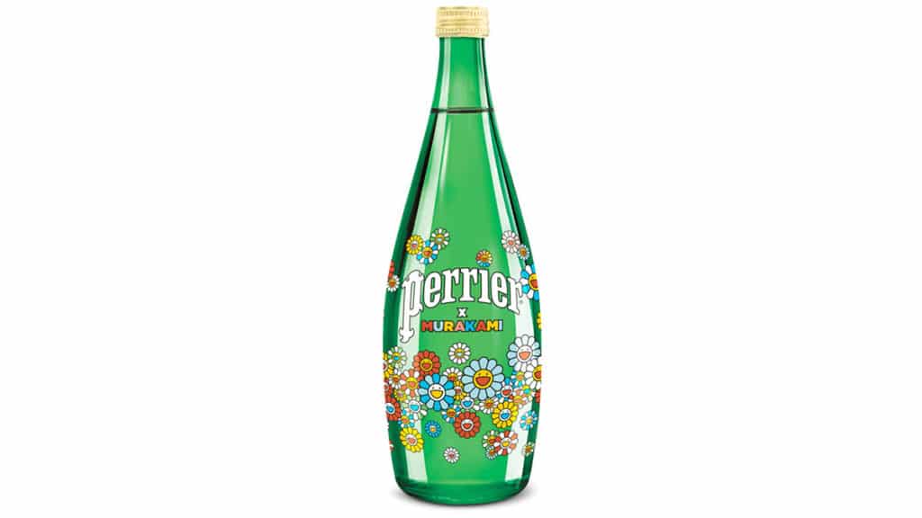 Garrafa de Perrier em parceria com Takashi Murakami.