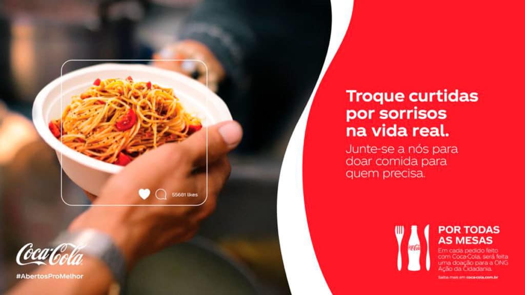 Foto de divulgação da campanha da Coca-Cola para ajudar a Ação da Cidadania.