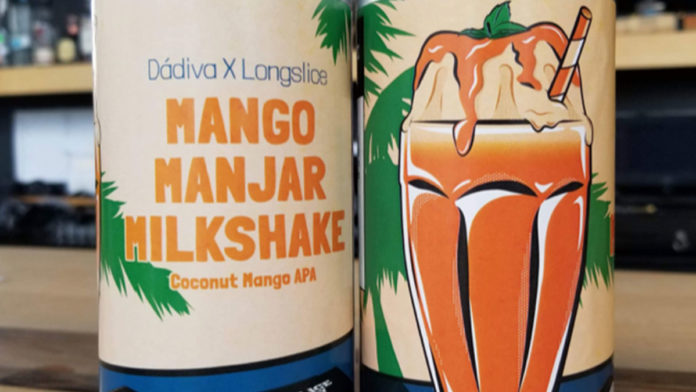 Cerveja Mango Manjar Milkshake da Dádiva e Longslice Brewery.