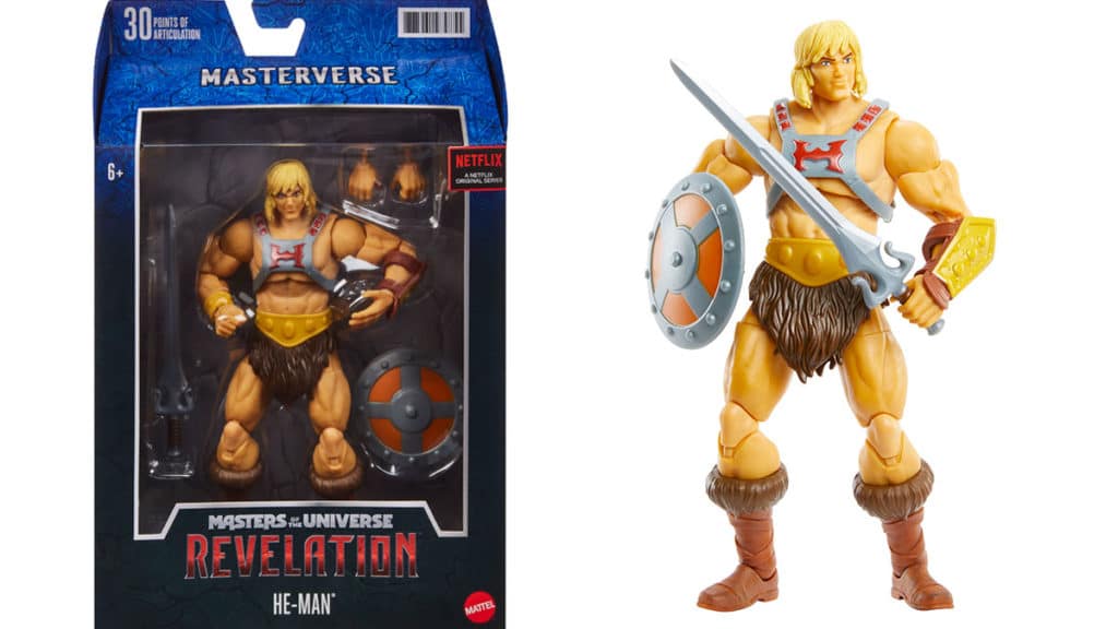 Foto de divulgação dos action figures de He-Man.