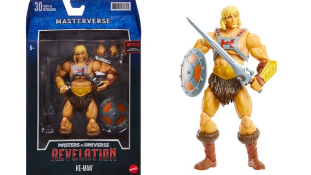 Foto de divulgação dos action figures de He-Man.