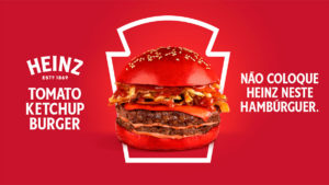 Foto de divulgação do Heinz Tomato Ketchup Burger.