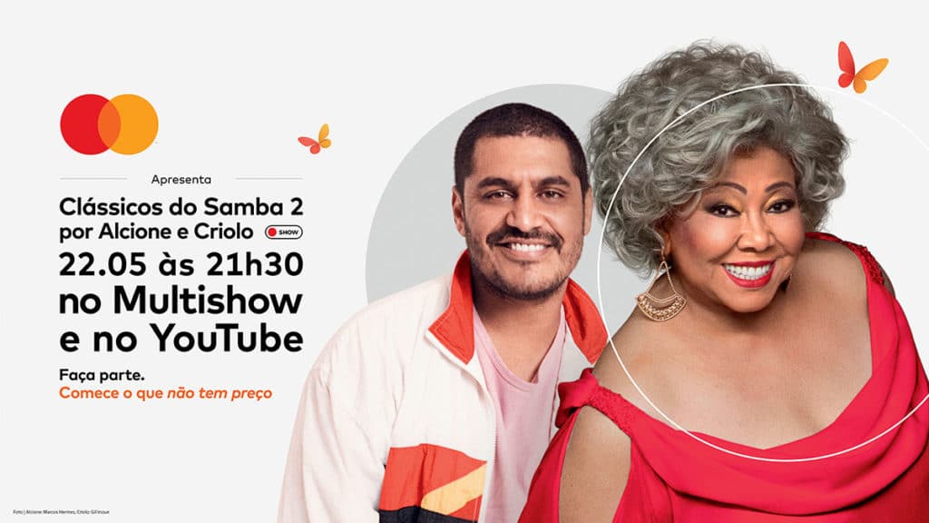 live-mastercard-alcione-criolo Foto de divulgação para a live da Mastercard com Alcione e Criolo.