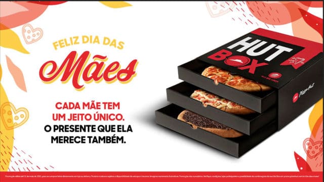 Foto de divulgação da Hut Box de Dia das Mães da Pizza Hut.