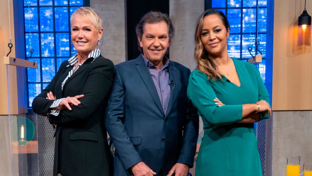 shark-tank-xuxa-tang Foto de divulgação da temporada de Shark Tank com Tang e Xuxa.