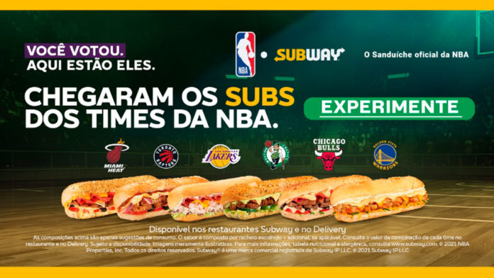 Foto de divulgação dos sanduíches da NBA da Subway.