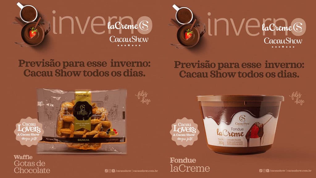 Produtos do Festival de Inverno da Cacau Show.