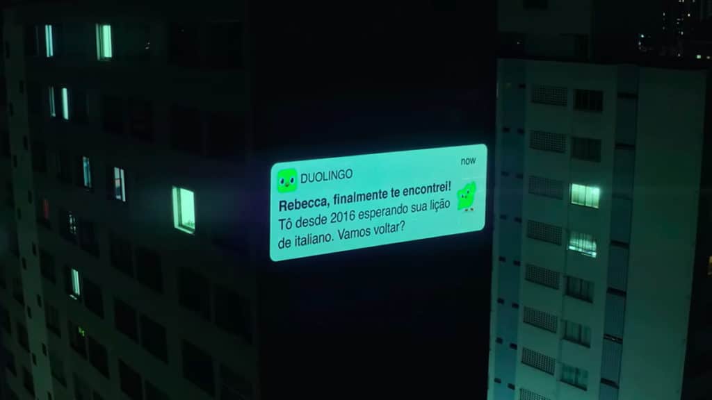 Notificação Push de Duolingo projetada