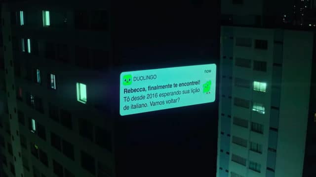 Notificação Push de Duolingo projetada