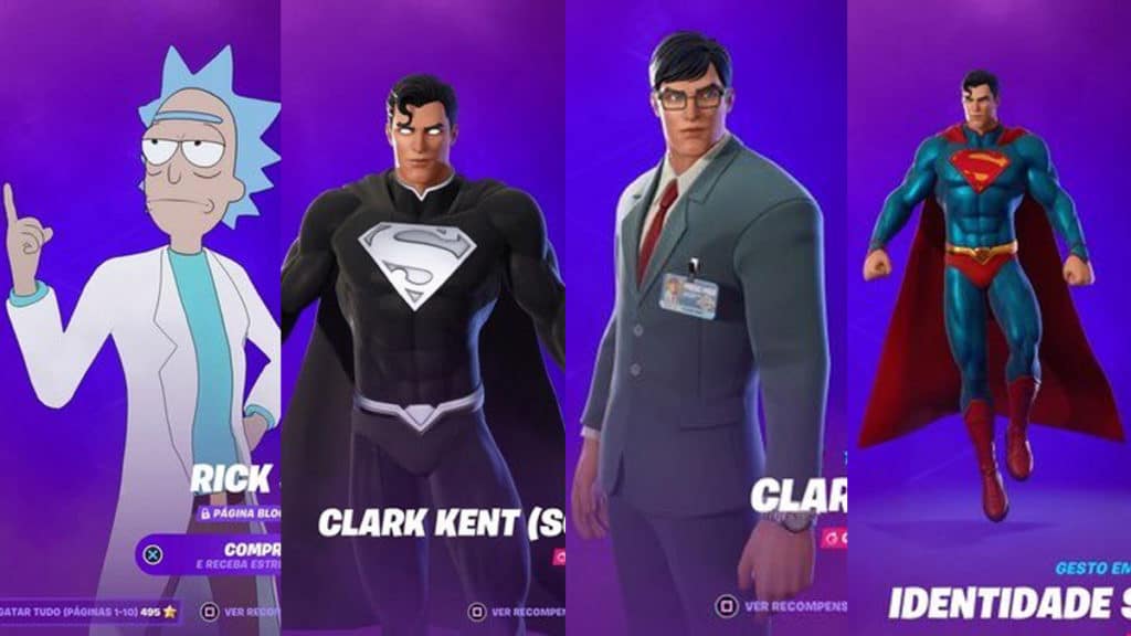 gkpb-fortnite-rick-superman Fortnite skins Rick Sanchez e Superman