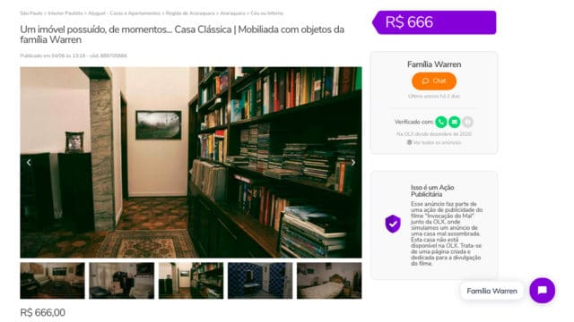 Anúncio Invocação do Mal 3