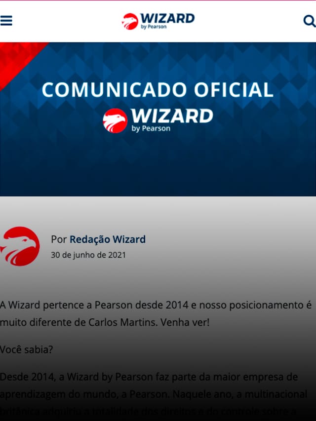 A Wizard pertence a Pearson desde 2014 - Wizard Idiomas
