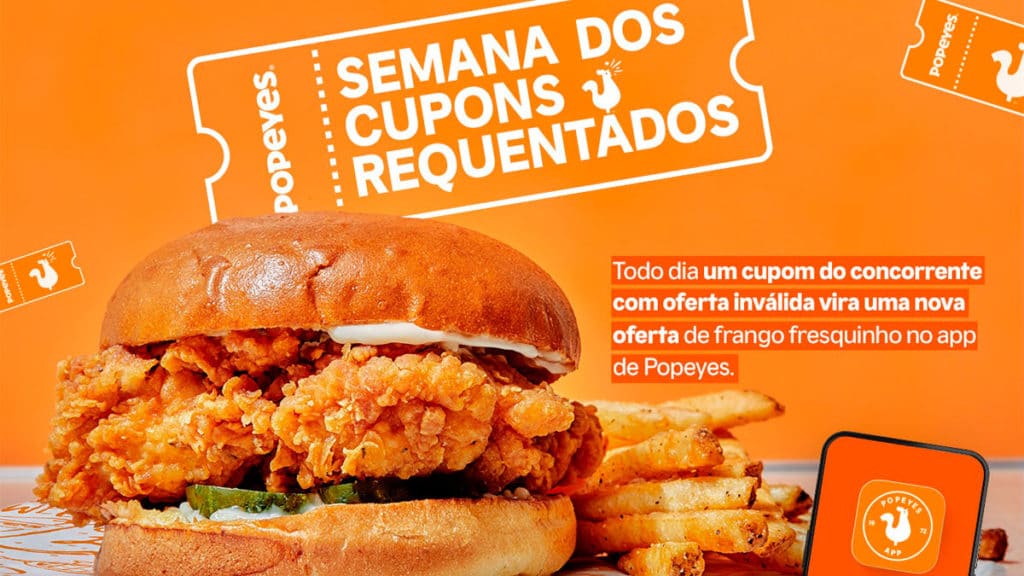 Popeyes lança um aplicativo próprio com a promoção Cupons Requentados.