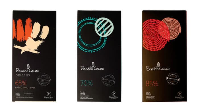 Tablete Cacau Show Bendito Cacao 65%, 70% e 85% que ganharam o selo vegano.