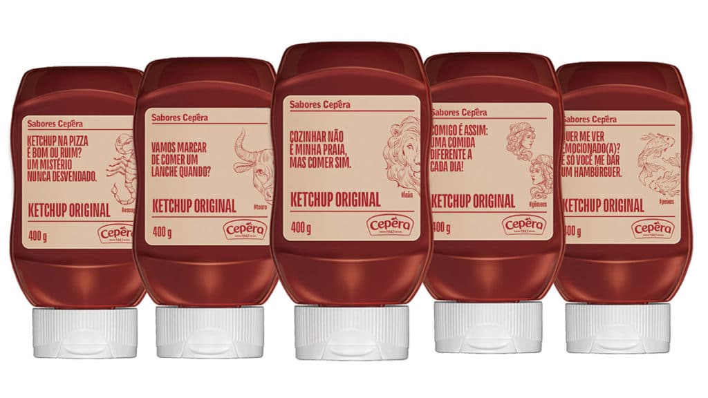 cepera-ketchup-signos Embalagem do ketchup dos signos da Cepêra.