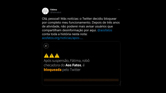 Twitter bloqueia bot Fátima