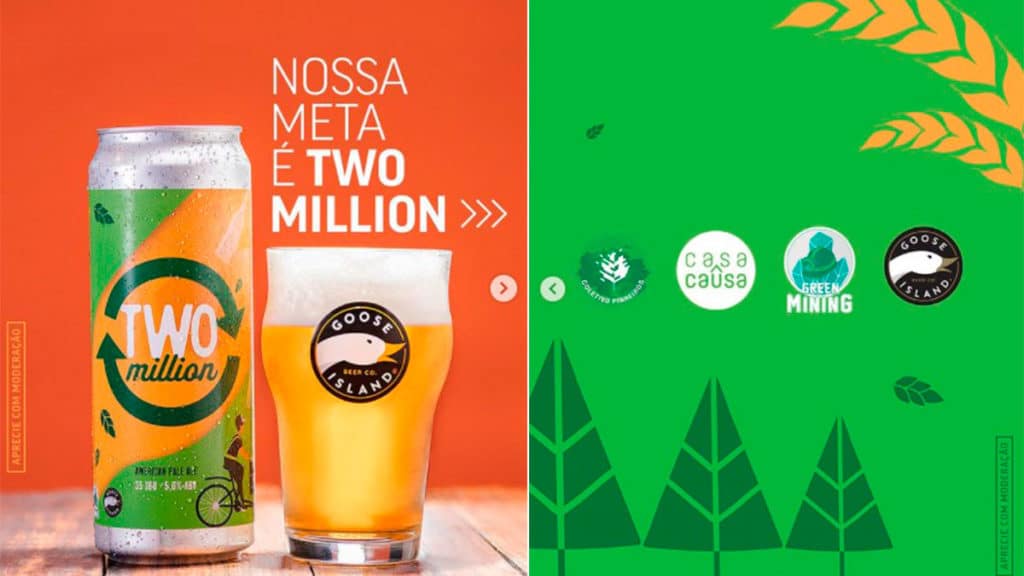 Cerveja da Goose Island pela meta batida.