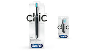 Escova Oral-B com cabeça removível.