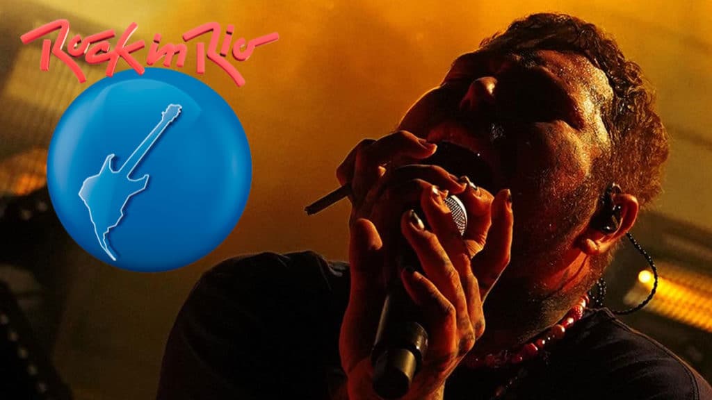A foto apresenta Post Malone no palco cantando, e o logo do Rock in Rio 2022 ao lado.