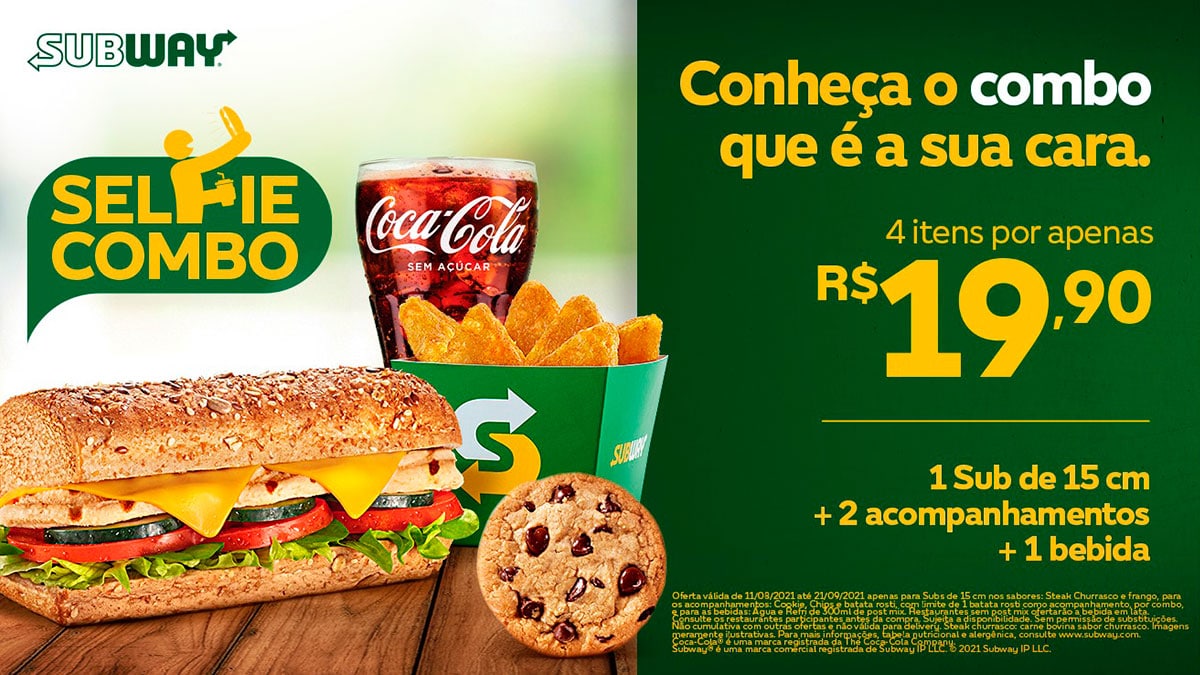 Subway Brasil - Bateu a fome? Vai de Selfie Combo! Corre até o