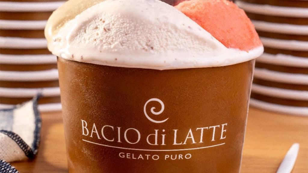 Gelato da Bacio di Latte, que estará nas ações do Dia do Sorvete.