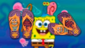 Chinelos Bob Esponja da parceria entre Nickelodeon e Havaianas