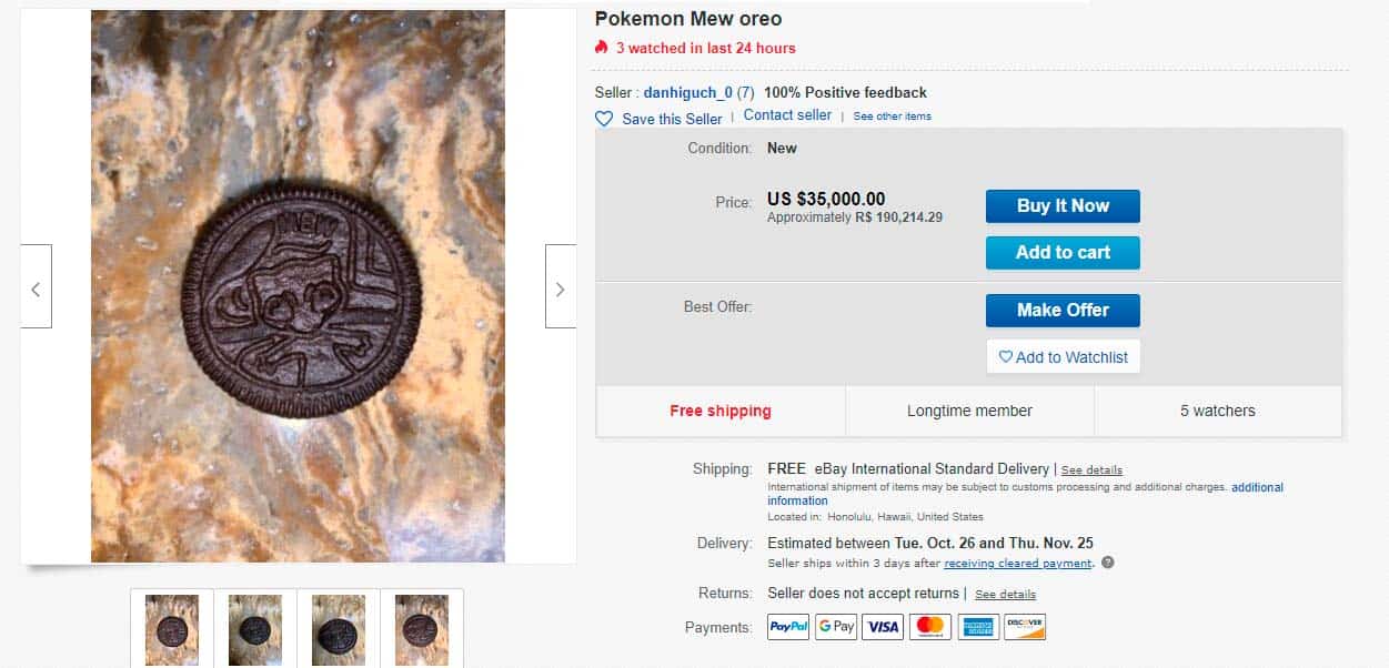 Oreo com Pokémon lendário é colocado à venda no eBay por 35 mil dólares ...