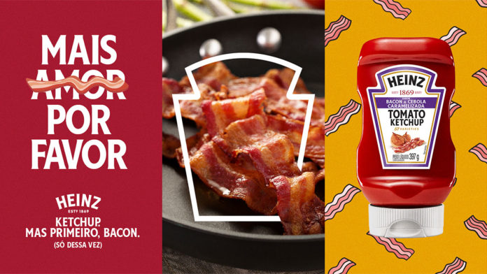 Banner da ação da Heinz, em que a marca irá trocar presentes de ex-namorados por bacon.