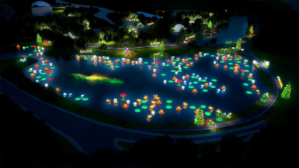 A foto apresenta o mapa do evento de Natal do Parque Ibirapuera.