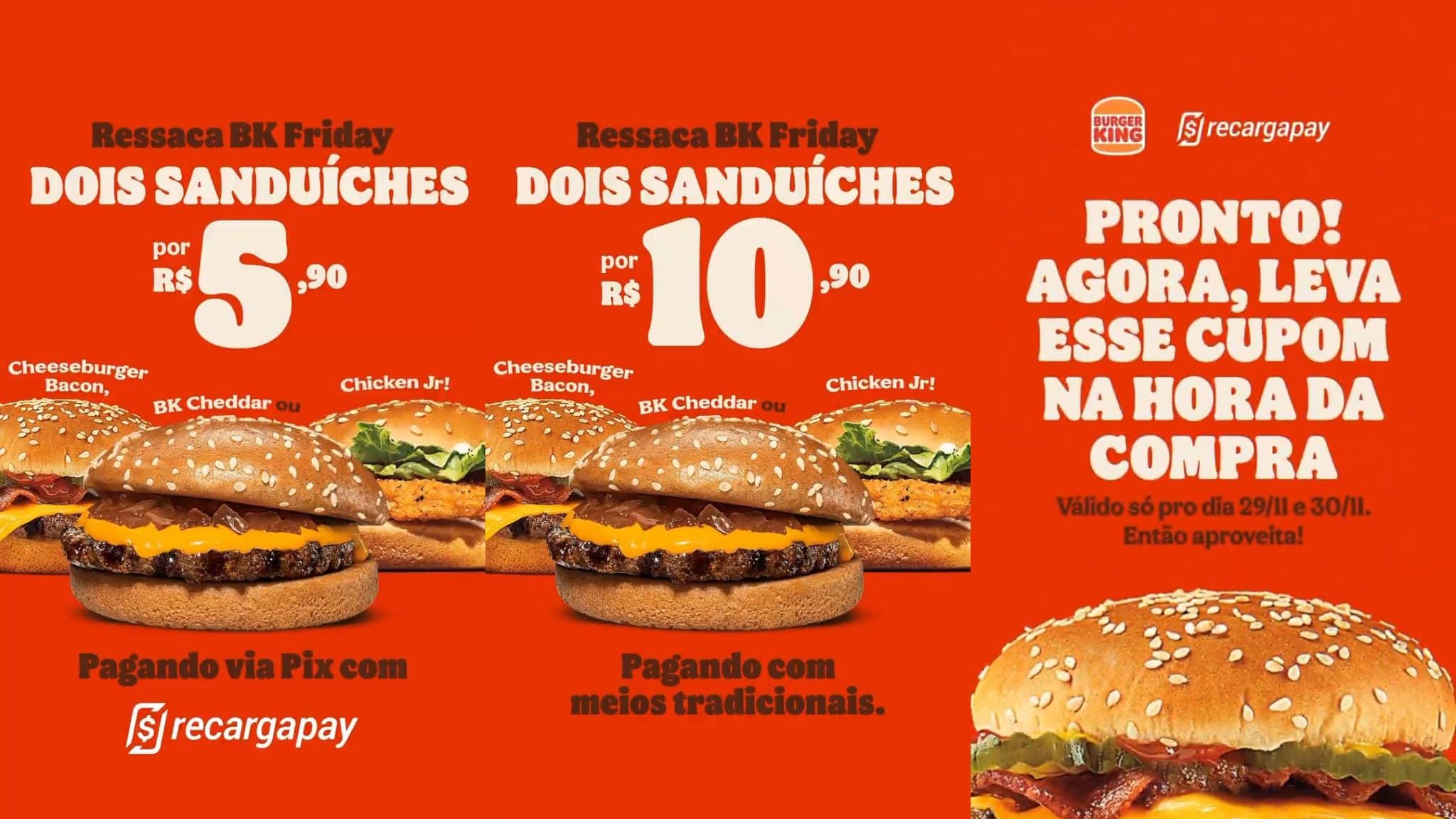 Burger King dá hamburguer grátis na Black Friday; veja como se cadastrar