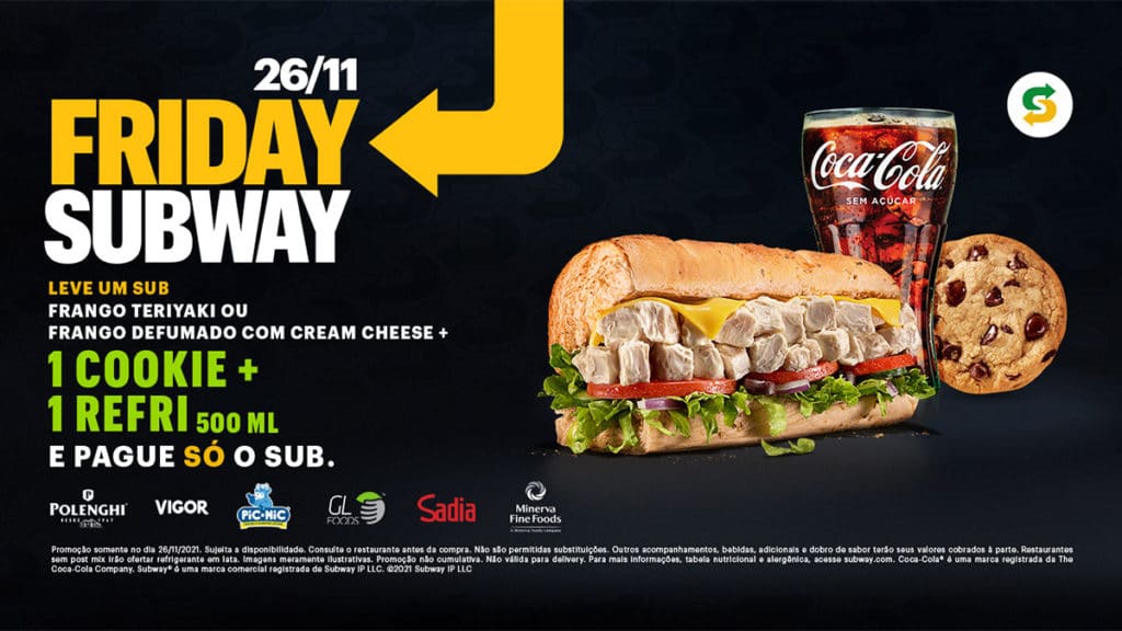 subway-black-friday A foto apresenta a promoção de Black Friday do Subway.