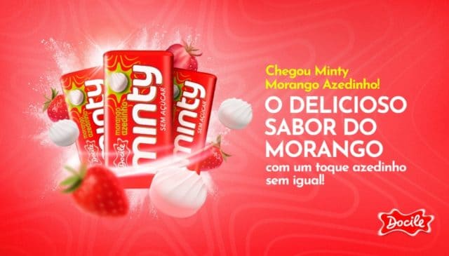 Pastilha Docile Minty Morango Azedinho Zero Açúcar