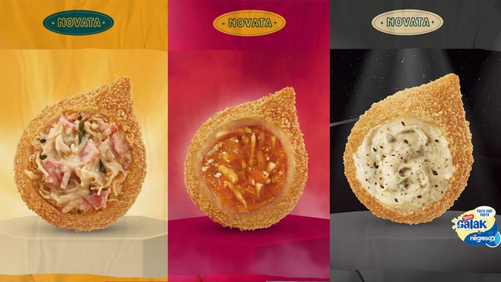 A foto apresenta os novos sabores da Coxinha do Ragazzo.