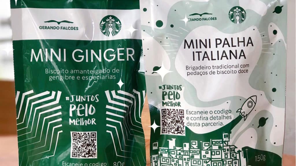 starbucks-palha-italiana-gingerbread A foto apresenta a Mini Palha Italiana e o Mini Gingerbread da Starbucks.
