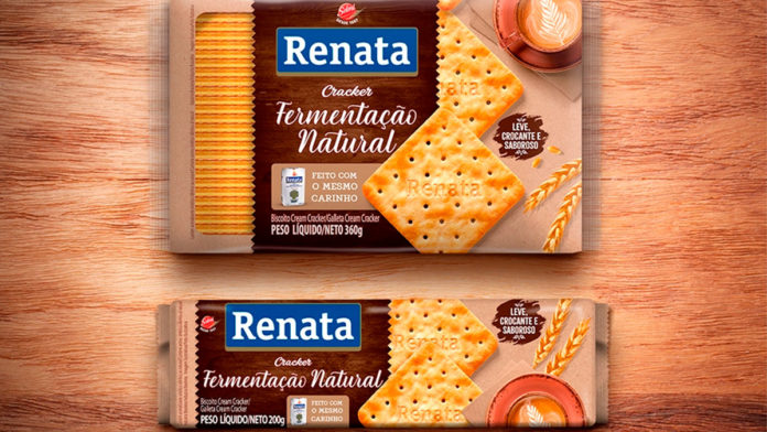 A foto apresenta o novo Biscoito Renata Cracker Fermentação Natural.