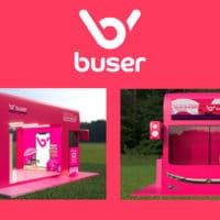 A foto apresenta a Experiência Buser, que comemora o Aniversário de São Paulo.